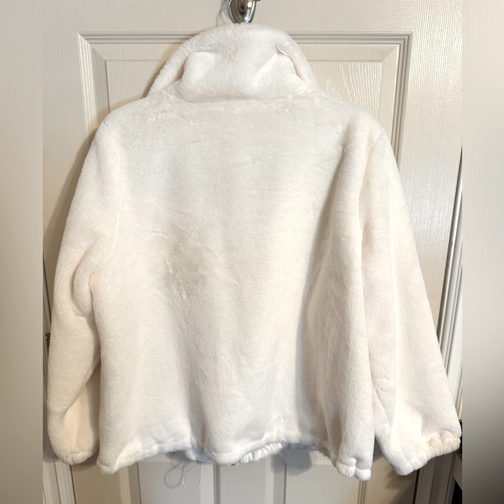 For The Republic Teddy Plush Zip-Up Long Sleeve Collar Jacket, Cream, Sz 1X, NWT - Picture 5 of 7